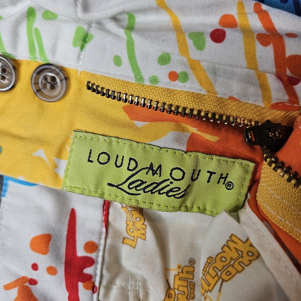 Loudmouth Golf Womens Drop Cloth Bermuda Shorts Size 4 Paint Splatter 9" Inseam - Picture 3 of 8